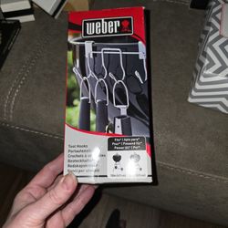Grill Tool Holder for Weber Stainless Steel Cutlery Fits for 18.5" & 22.5" Weber Kettle Grill Holders Charcoal Grills,Hooks for Hanging Tools On BBQ