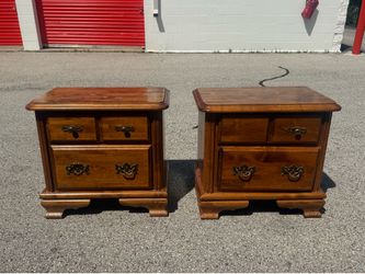 Vintage Solid Wood Nightstands / End Tables – Set of 2