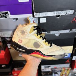 Jordan Off White Sail 5s size 12 USED But Clean
