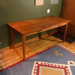 Solid Wood Desk With Single Drawer And Keyboard Slide