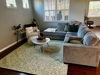 RUG- green and cream rug