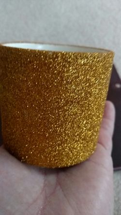 Designer Langria. Gold Glitter ceramic, 100% Soy Candle, 7.4 oz.