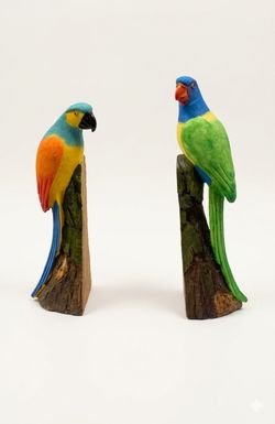 Tropical Parrot Resin Bookend Set