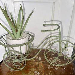 Vintage Tricycle Wrought Iron Plant Stand