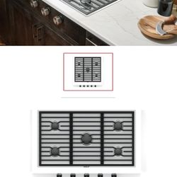 Wolf  CG365CS 36 Inch Cooktop with 5 Sealed Burners Total, Continuous Cast-Iron Grates, 20,000 BTU Power Burner, White Illuminated LED Knobs, 3 Knob C