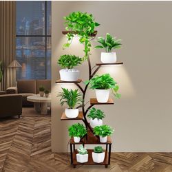 Plant Stand Indoor with Grow Light, 8-Tiered Tall Plant Shelf, Large Metal Plant Stands for Indoor Plants Multiple, Plant Shelves Display Rack Holder,