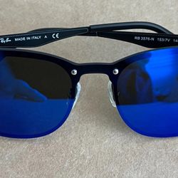 Ray Ban Blaze Clubmaster Black Sunglasses RB3576N 153/7V Plum Lenses 47mm New