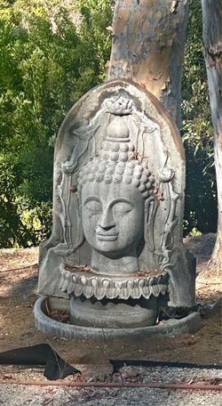Large Stone Buddha Head Garden Statue