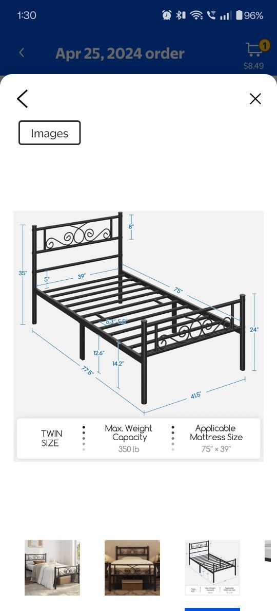 Twin Size Metal Bedframe