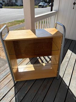 Wood and Metal Shelf Unit with Glass Shelves