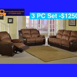 💥FREE DELIVERY💥Brand New 3PC Reclining Sofa Loveseat Chair Set 