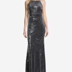 Xscape Velvet Sequin Evening Gown Slate size 4