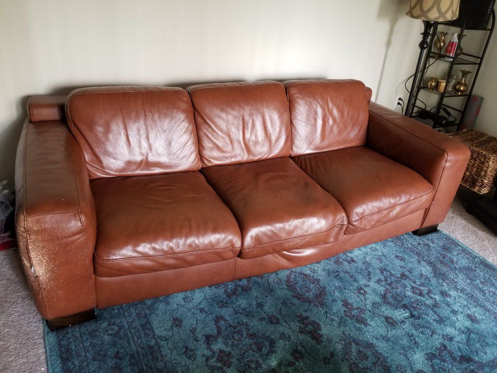 Coffee Italian Leather Couch