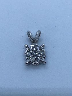 White Gold 14Kt Diamond Pendant .42Ct Estate Jewelry