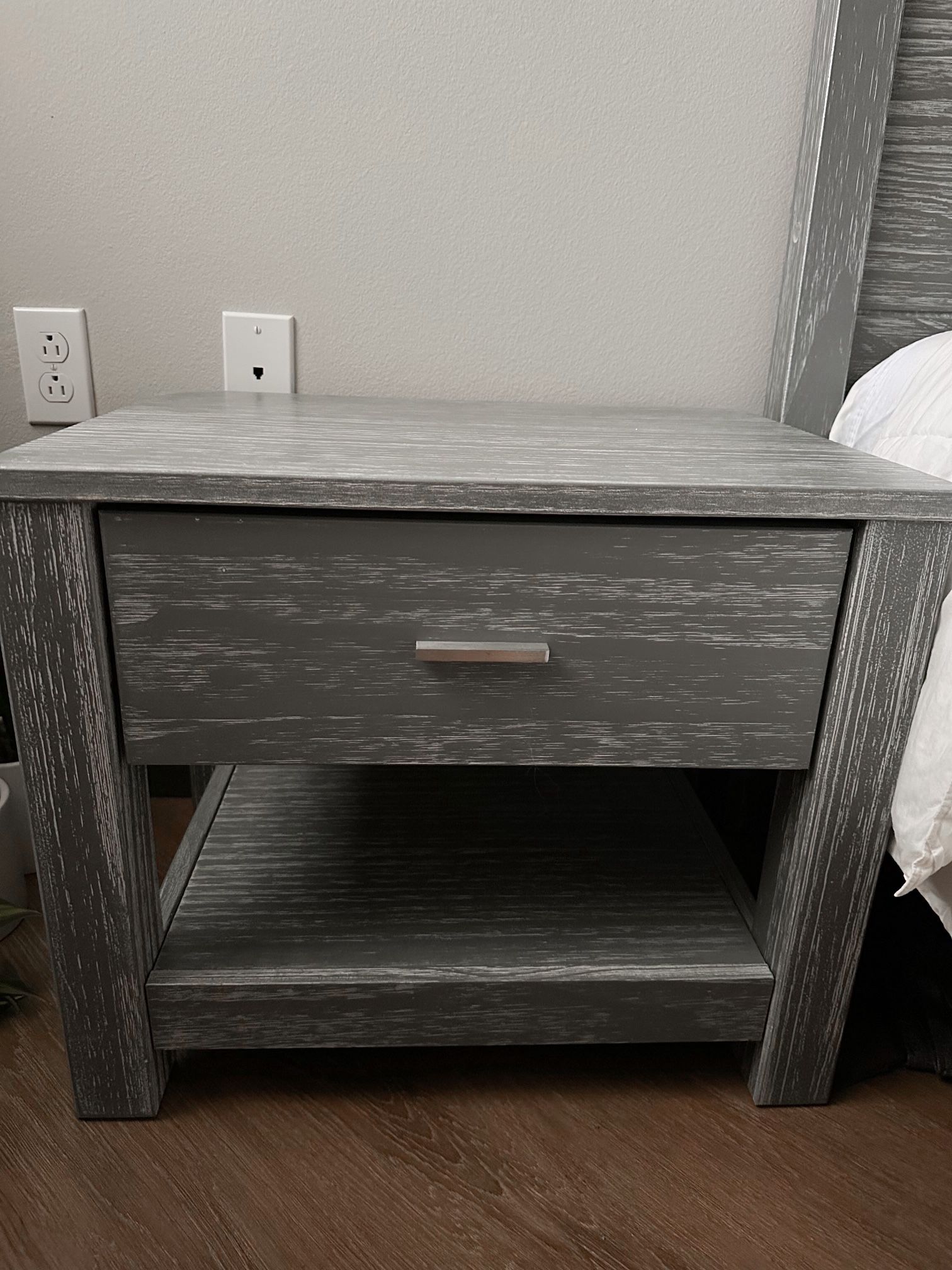 Light Gray Solid Wood Nightstands