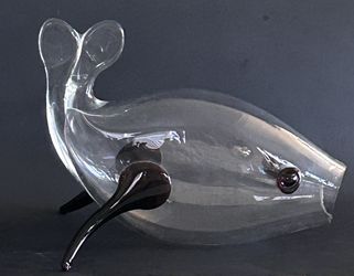 Empoli/Blenko? Art Glass Blown Fish Bowl Vase Large 12” x 9”