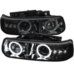 Black Halo Projector Headlights for (99-02) Silverado