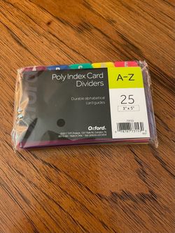 New Poly Index Card Dividers A-Z - 25 -  3” x 5” Durable Alphabetical Card Guides
