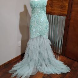 New Luxury One Shoulder Tulle Overlay Mermaid Hem Floral Sequin Prom Dress
