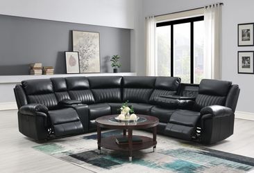 3 PC BLACK POWER RECLINING SECTIONAL W/SCREEN, SAME DAY DELIVERY IS POSSIBLE OR BEST PRICE OFFER, U22