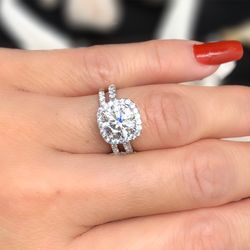 Moissanite Ring Set With Certificate 