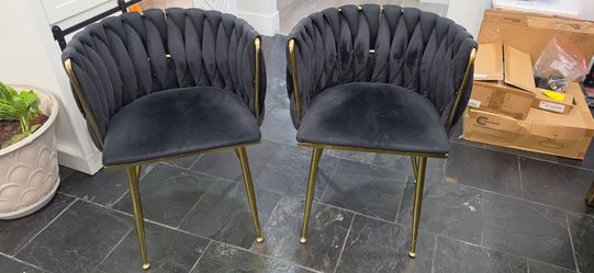6 chair velvet black and gold