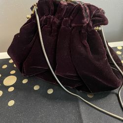 Vintage Carolyne Barton Night Purple Velvet Evening Purse Silver Chain Strap