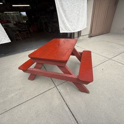 Red Wooden Kids’ Picnic Bench