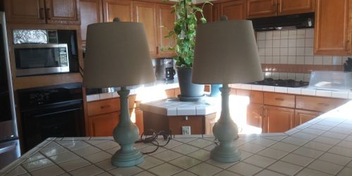 Pair Of Beautiful Lamps Ligth Green Color 