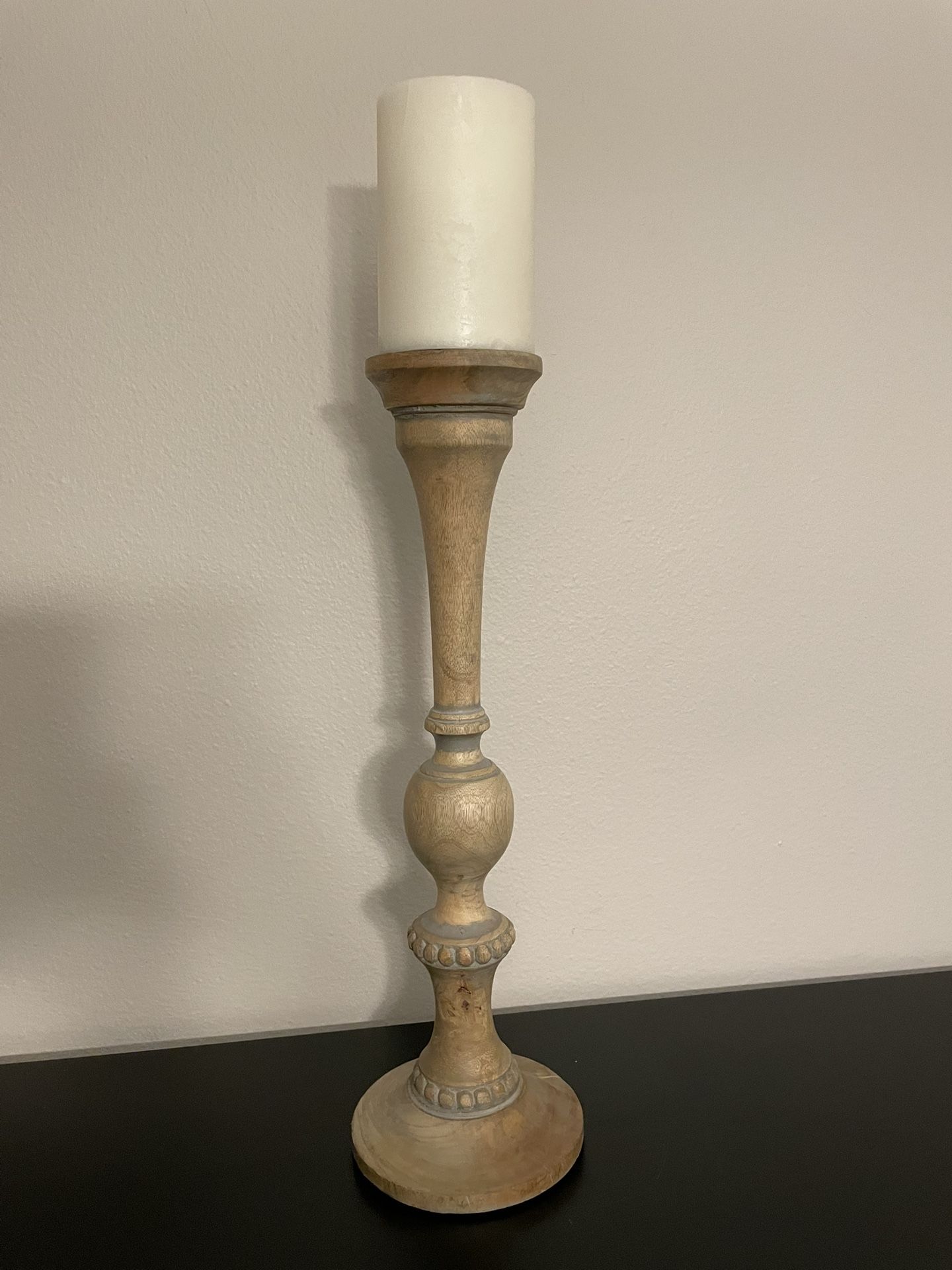 Rustic Wooden Candle Holder 20 ¾” Tall