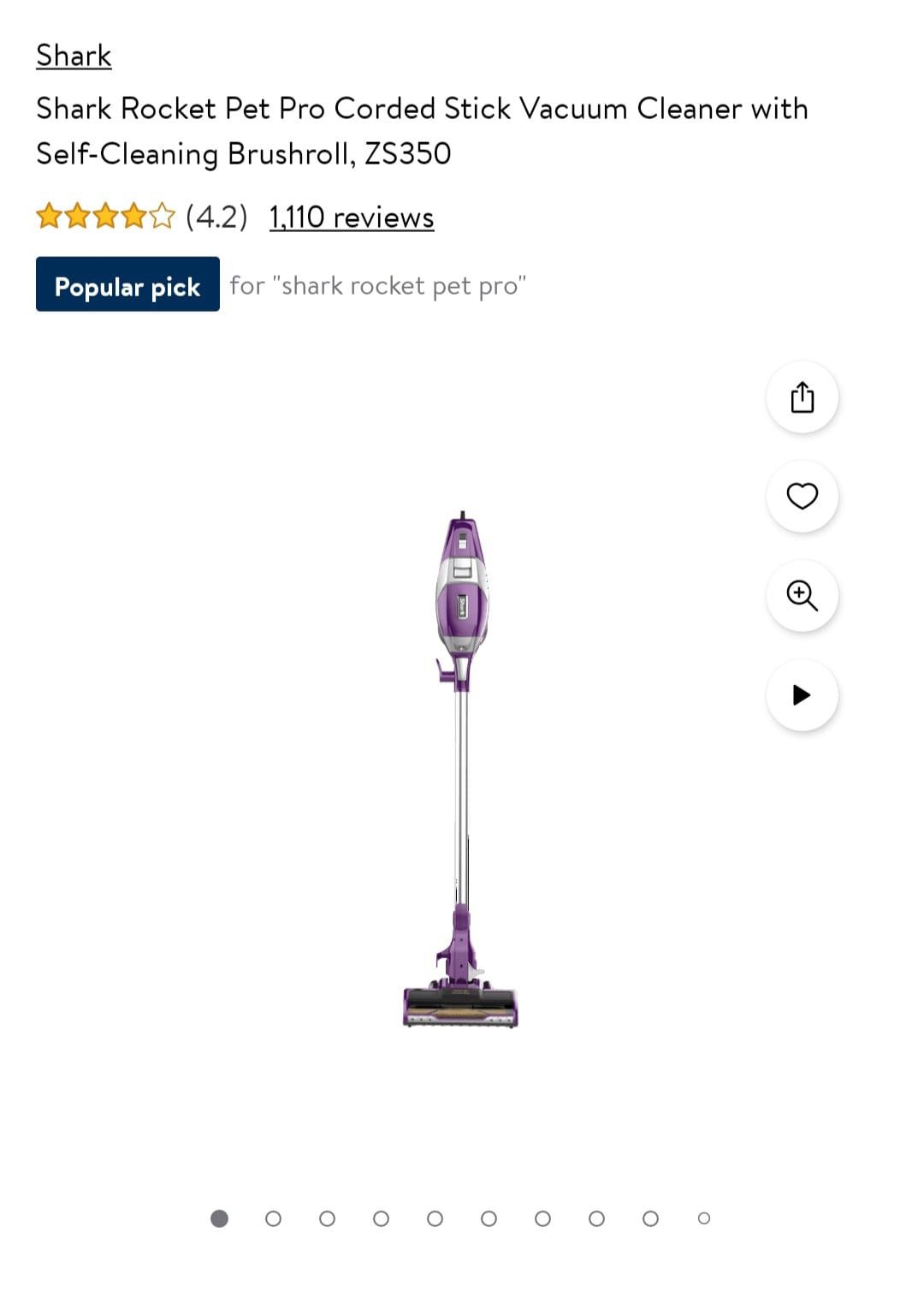 Shark Rocket Pet Pro Corded Stick Vacuum Cleaner with Self-Cleaning Brushroll, ZS350 - NEW