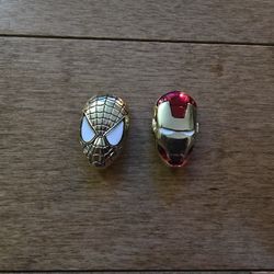 Lot Of 2 Metal 3D Ironman And Spiderman Shoe Charms 