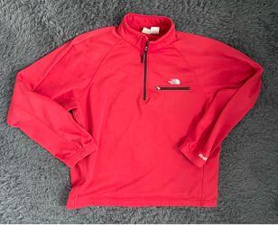 Men Size Large The North Face Vintage Red 1/4 Zip Fleece Ultra Wick Pullover Sweater Large USA