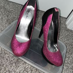 Hot Pink Sparkling Stilettos-Size 7.5