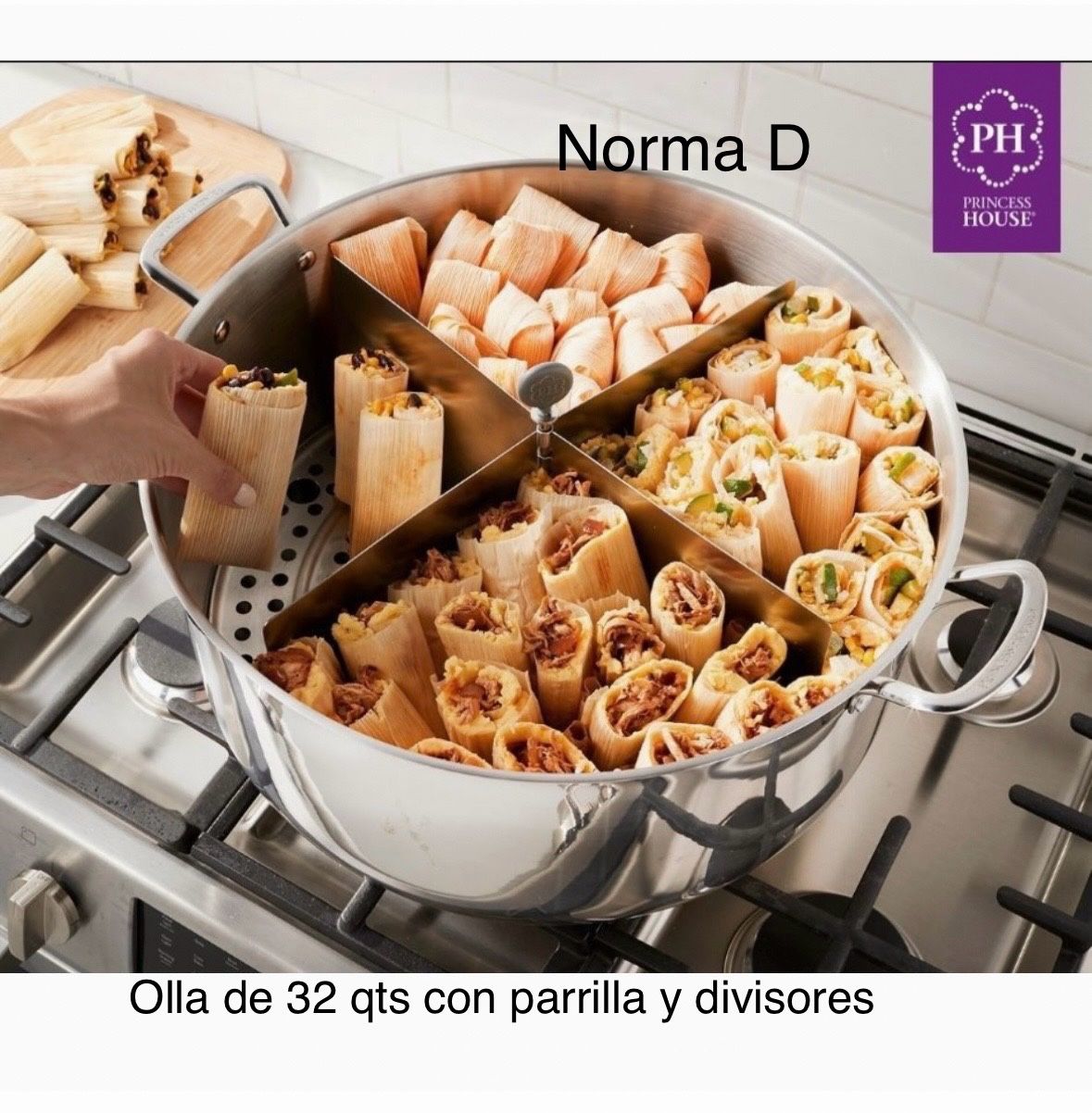 Olla De 32 Qts Con Parrilla Y Divisores Nueva En Su Caja ๐บ Princess House ๐บ