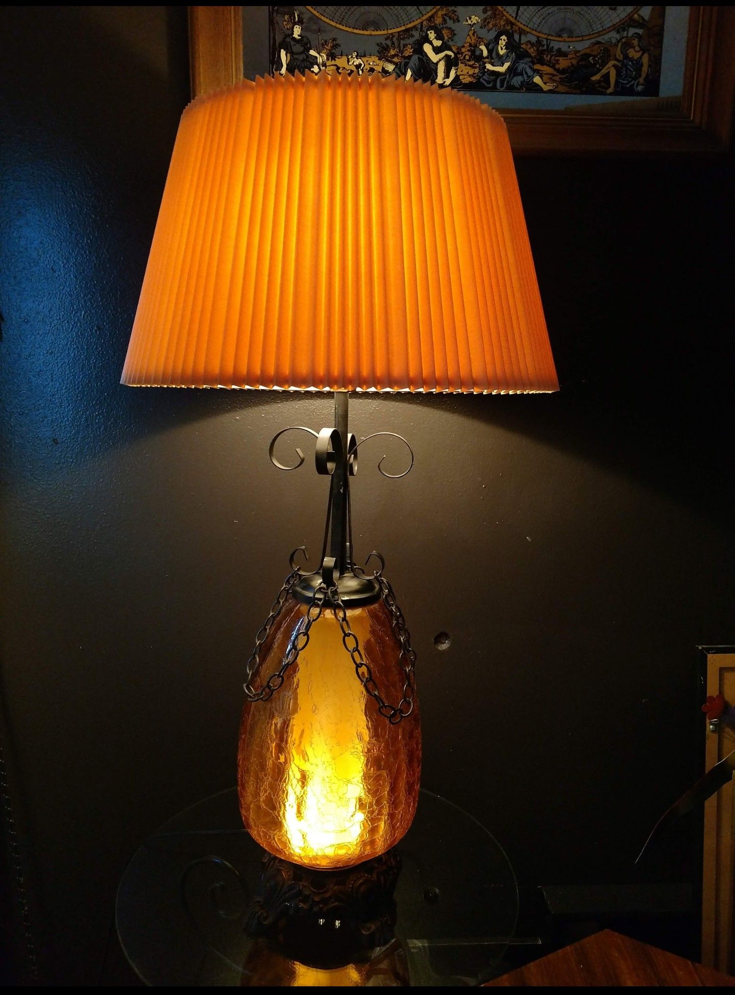 Vintage Amber Glass Lamp