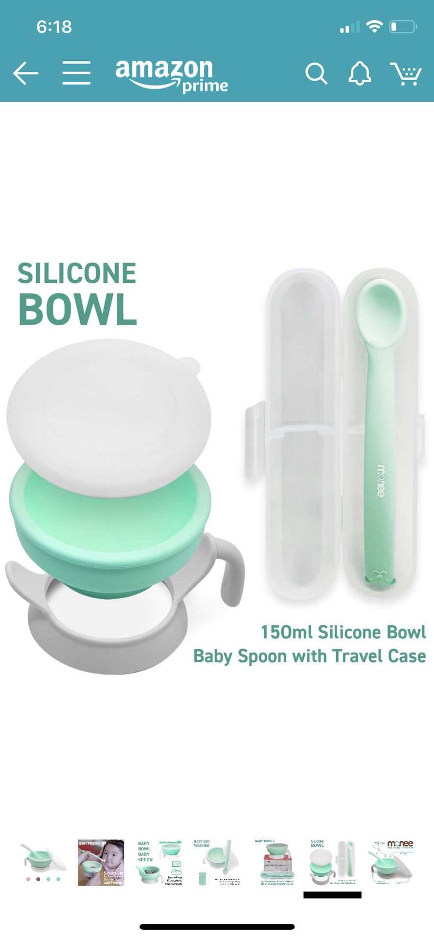Platinum Silicone Baby Feeding Set, BPA Free, Dishwasher Safe, Leak Proof Lid, Storage & Travel, Spoon Doubles as a Soft Teether for Baby Led Weaning