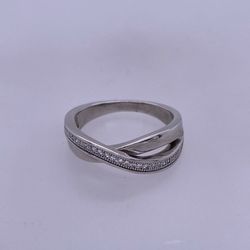 925 Sterling Silver X Ring With CZ Stones