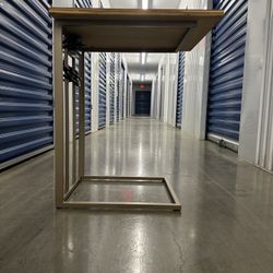 Industrial Metal C-Shaped End Table/Desk With Outlets 