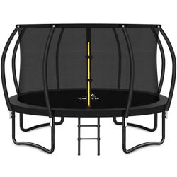 JELENS Trampoline12FT 14FT Recreational Trampolines with Enclosure Net and Ladder, Outdoor Anti-Rust Trampolines for Kids and Adults 12FT=$150 14FT=$2