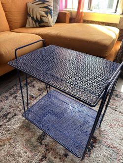 Blue Mid-Century Metal End Table