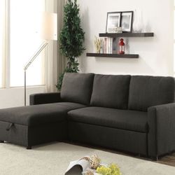 Brand New Charcoal Sectional Sofa Storage With Pull-out Sleeper 