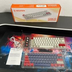 New Newmen GM610 60% Wireless Mechanical Keyboard, Wired/Bluetooth RGB Backlit,61 Anti-Ghosting Keys, Programmable, Hot-Swappable Gaming Keyboard for