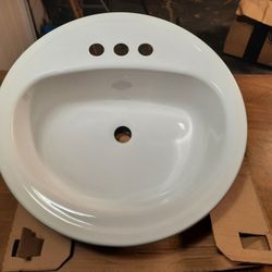 Bootz Industries 19" round enameled steel lavatory drop in sink (new/open box) Product # 021-2437-00