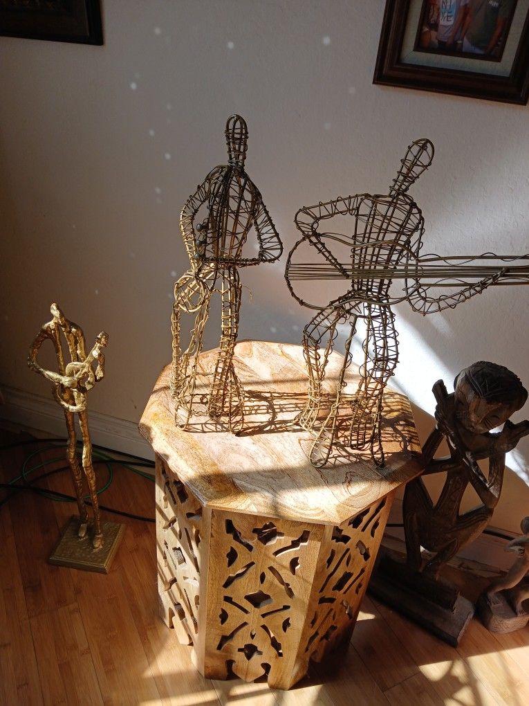 Rare Sculptures Metal Guitar And Saxophone Jamming