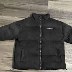 Black Puffer Jacket – Zip-Up – Adjustable Hem – Streetwear Style