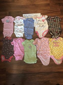 0-3 months baby girl onesies ( barely used )