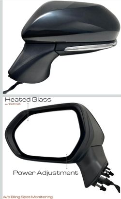 Power Side Mirror for Toyota Camry Hybrid SE/XSE 18-21 & XLE Navi 19-20 – Black Paint-Matched Housing with Heated Glass and Integrated Turn Signal