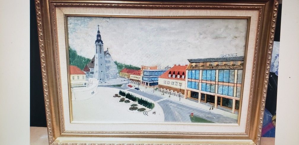 Unknown Polish artist Oil painting on Board Mid Century