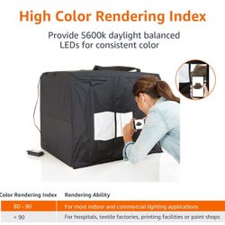 Portable Foldable Photo Studio Box with LED Light, 1 Count (Pack of 1), Black, 25 x 30 x 25 Inches 